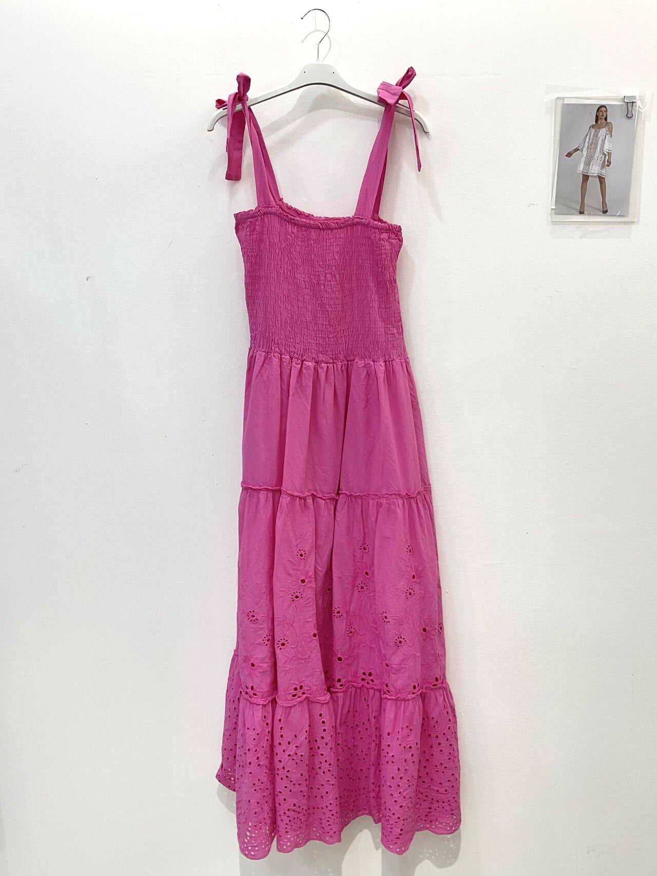 TDETM Eyelet Tiered Maxi Dress — Fuchsia