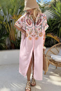 ESTOSDBS Cotton Oversized Printed Shirt Dress Blush