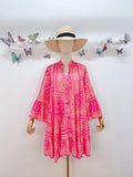 Loowie Buttoned Short Dress in Fuchsia