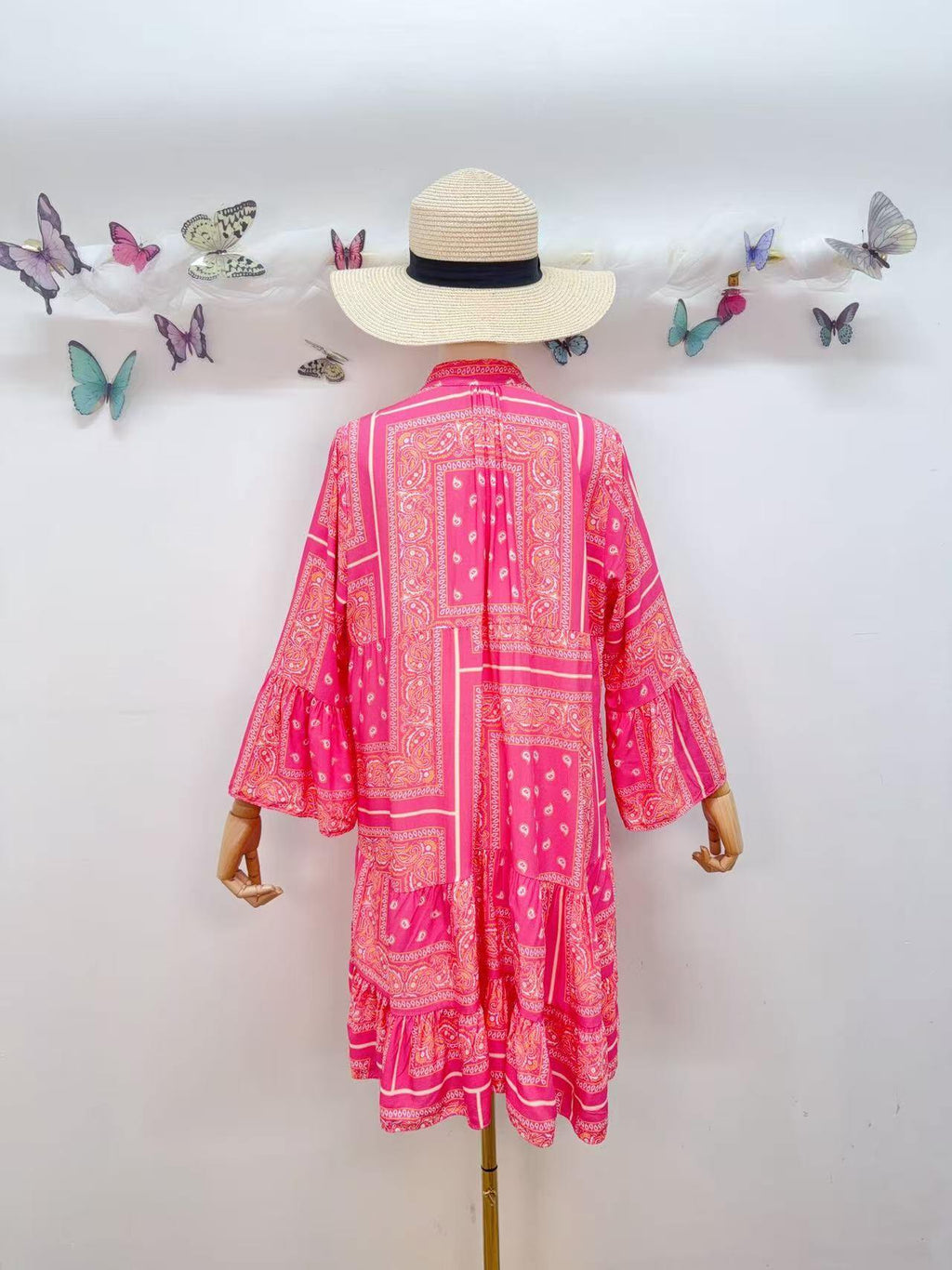 Loowie Buttoned Short Dress in Fuchsia