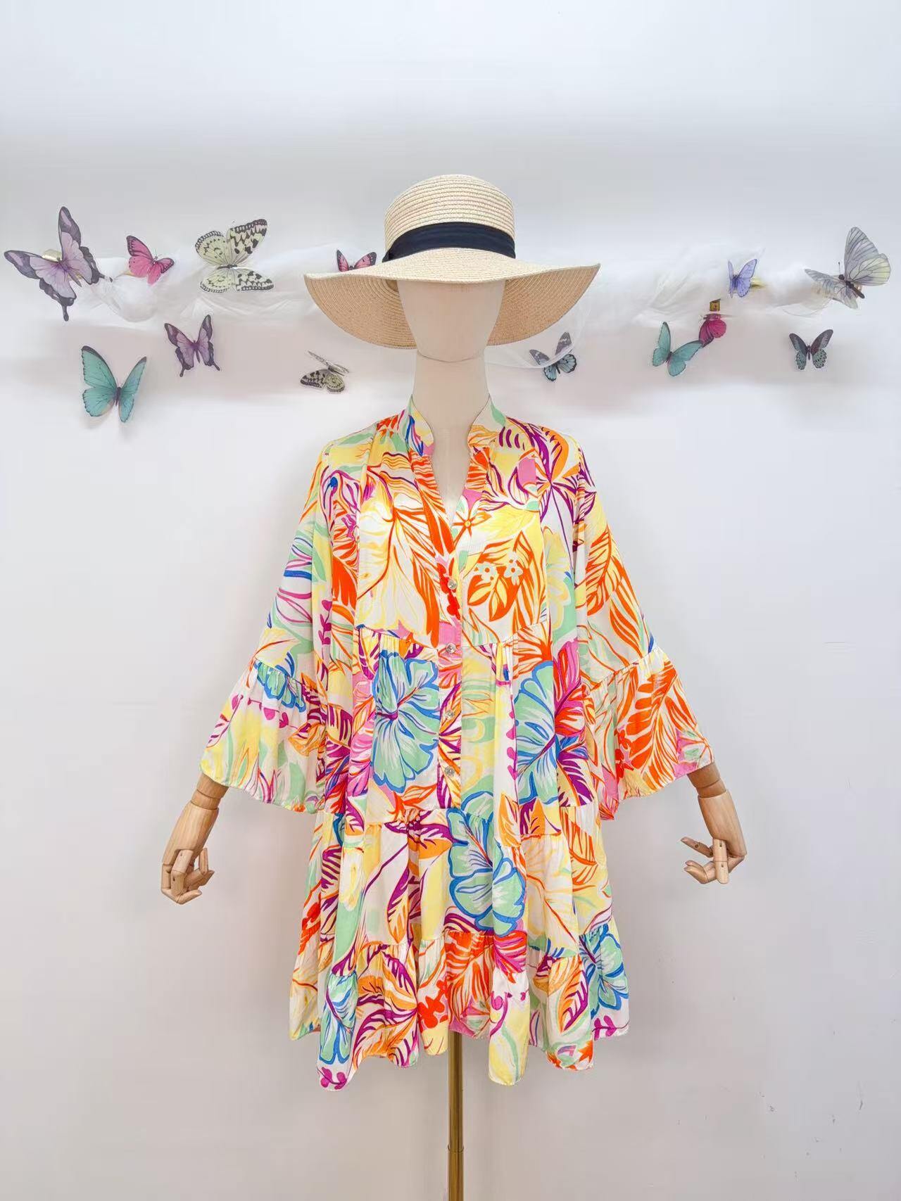 Loowie Short Buttoned Dress in Yellow