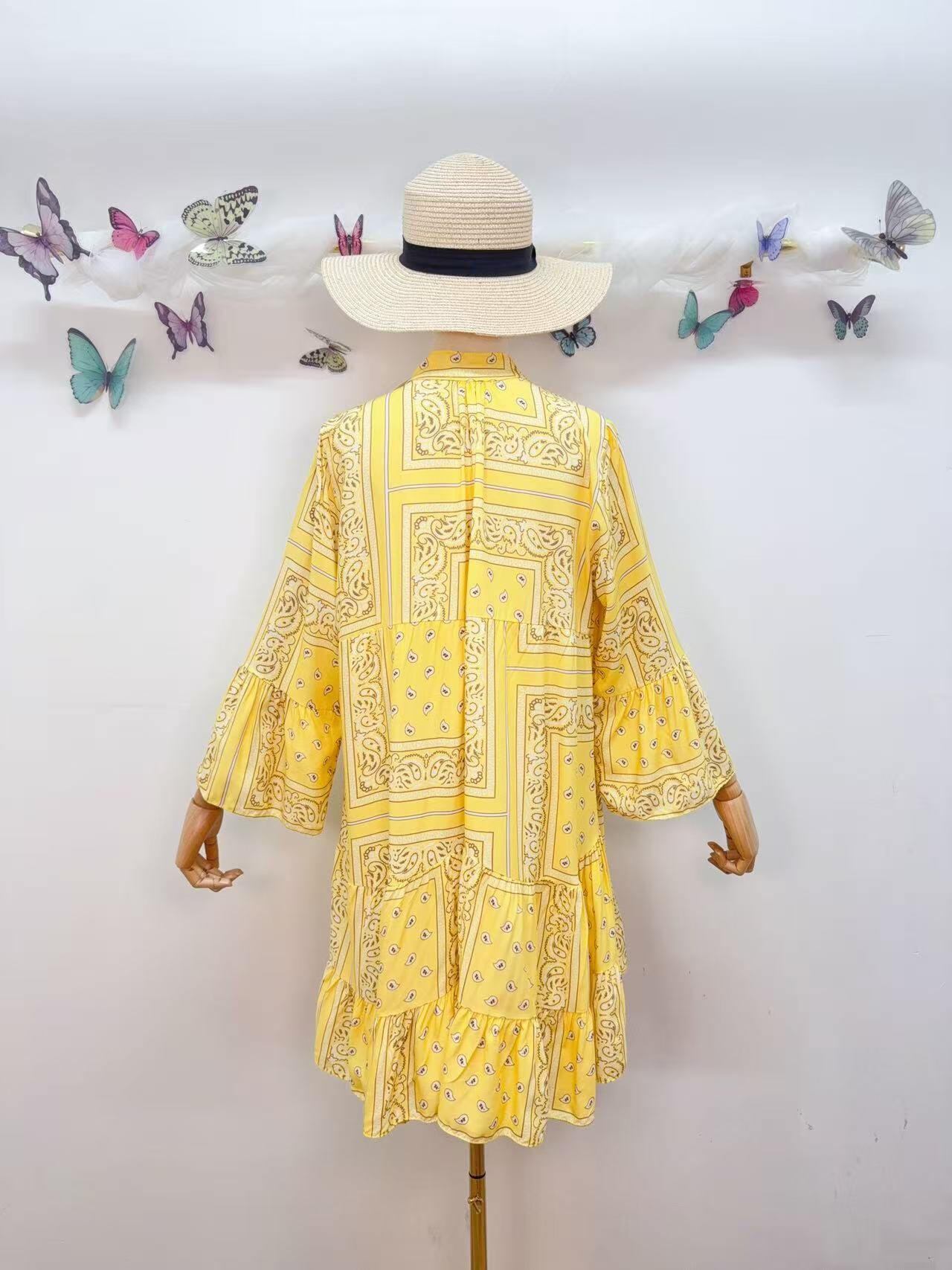 Loowie Buttoned Short Dress in Yellow