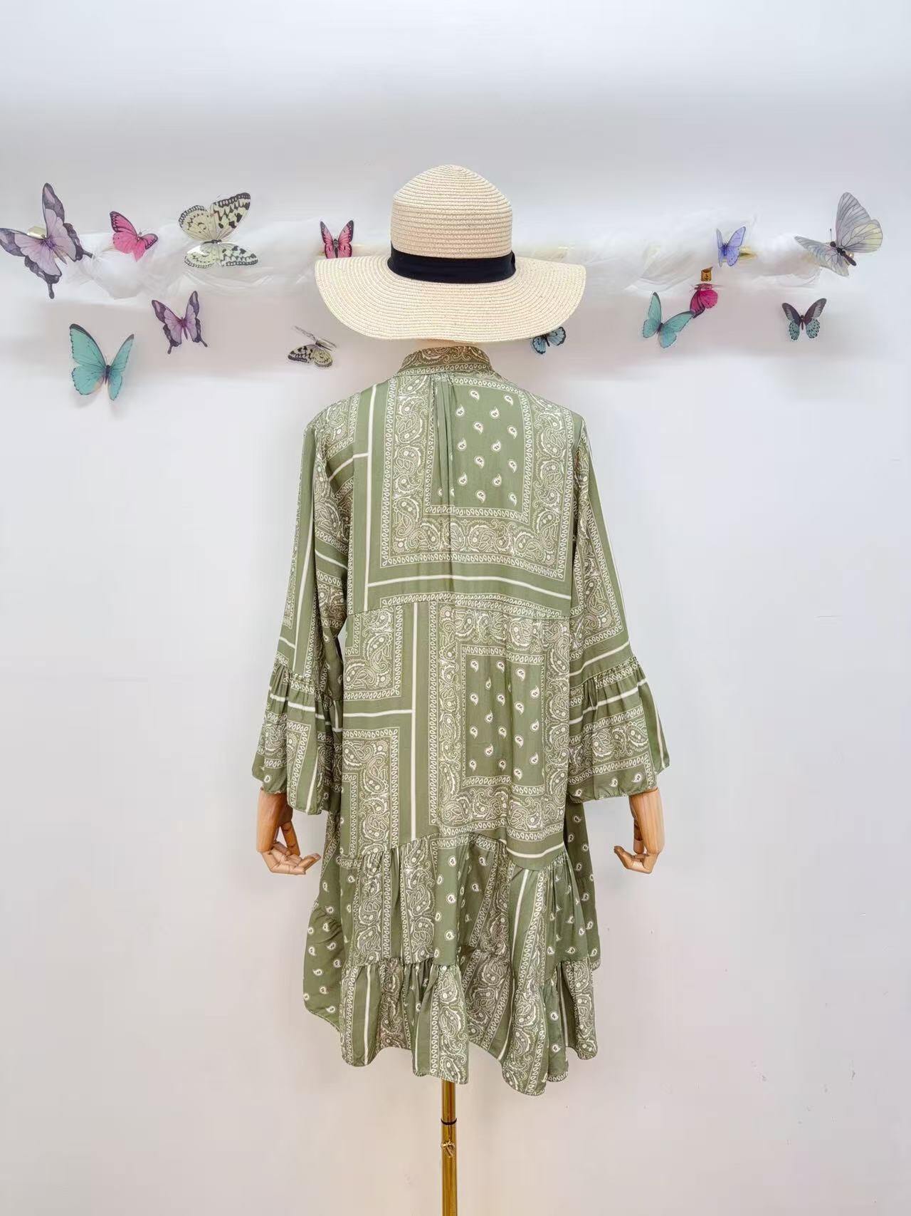 Loowie Buttoned Short Dress in Khaki