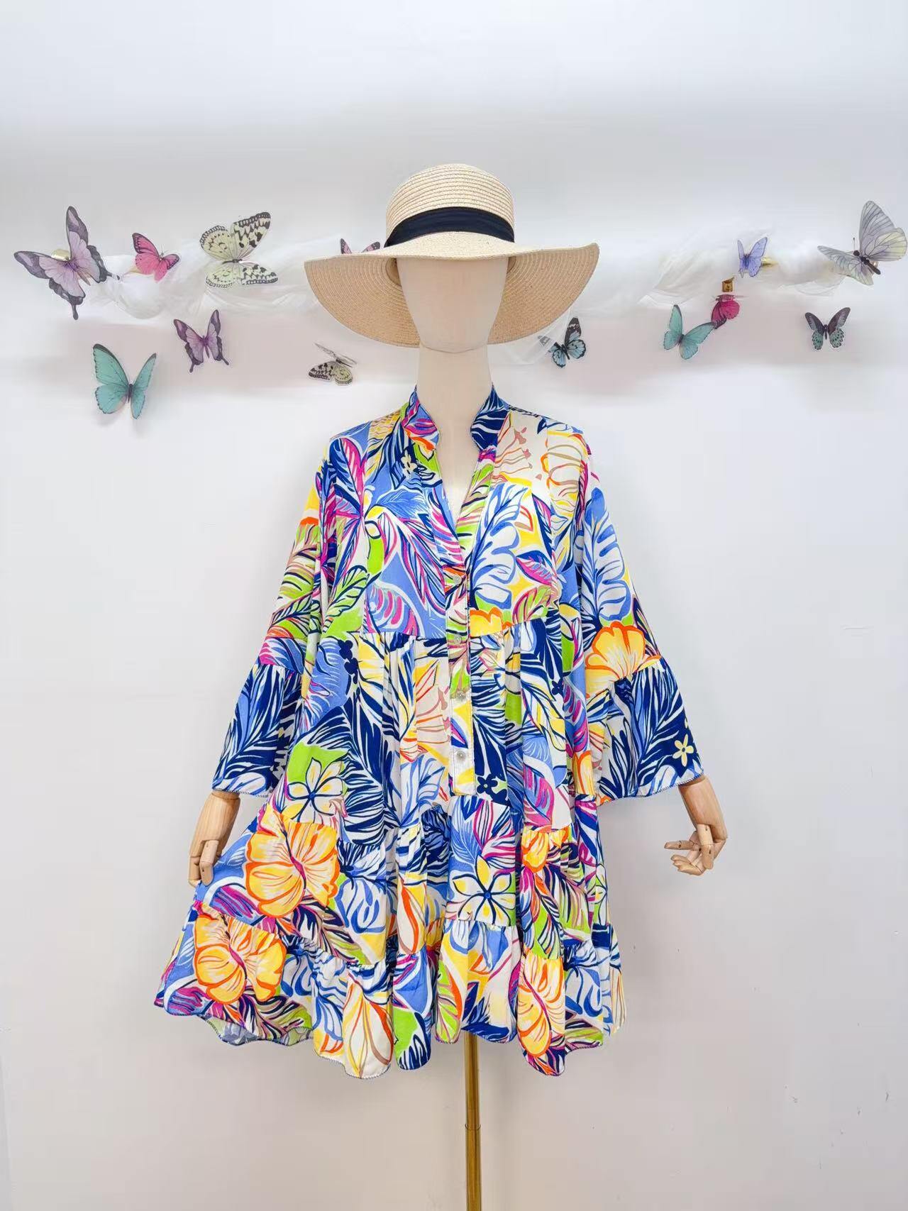 Loowie Short Buttoned Dress in Navy