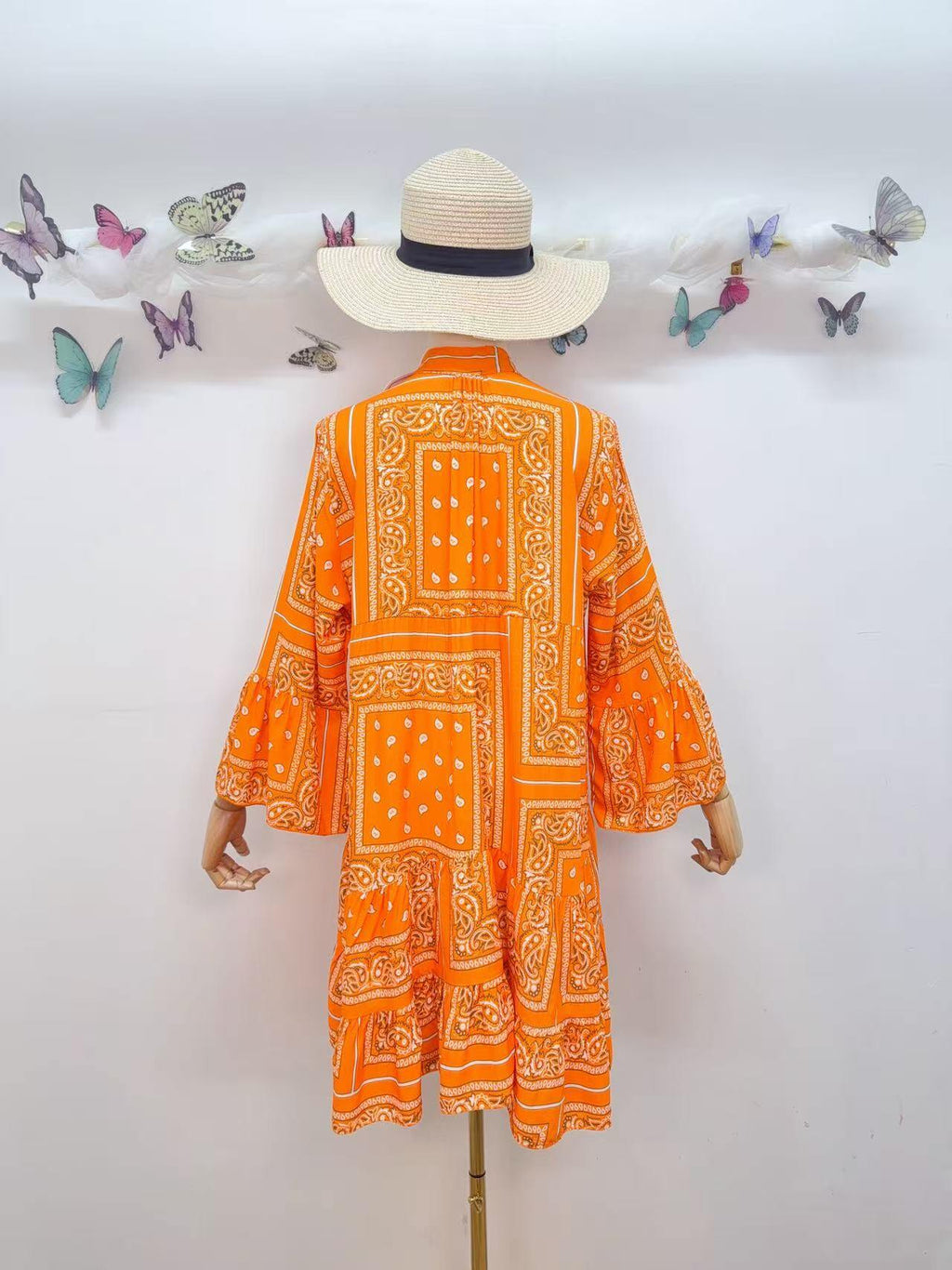Loowie Buttoned Short Dress in Orange