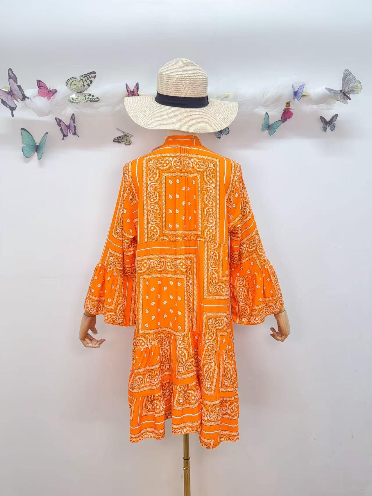 Loowie Buttoned Short Dress in Orange