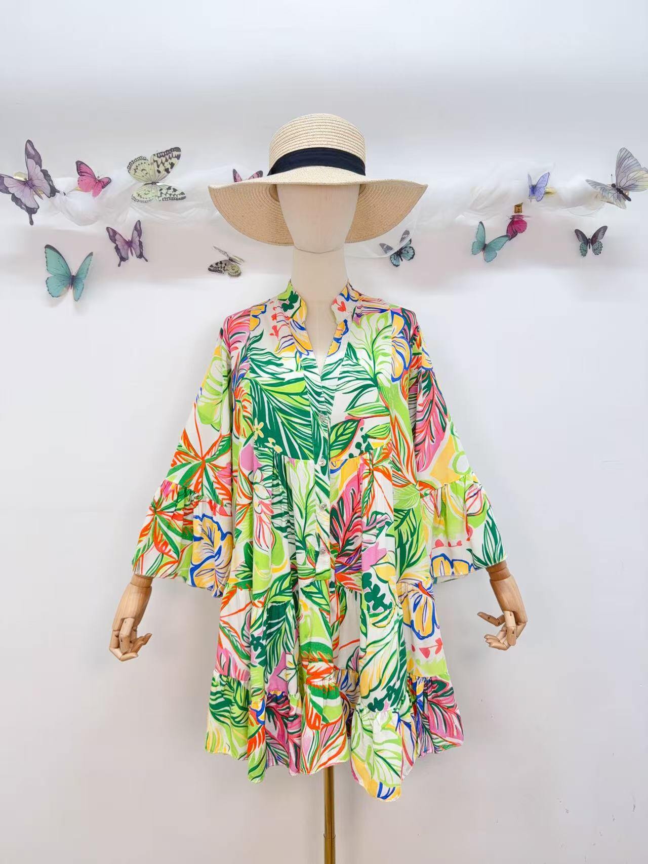 Loowie Short Buttoned Dress in Green