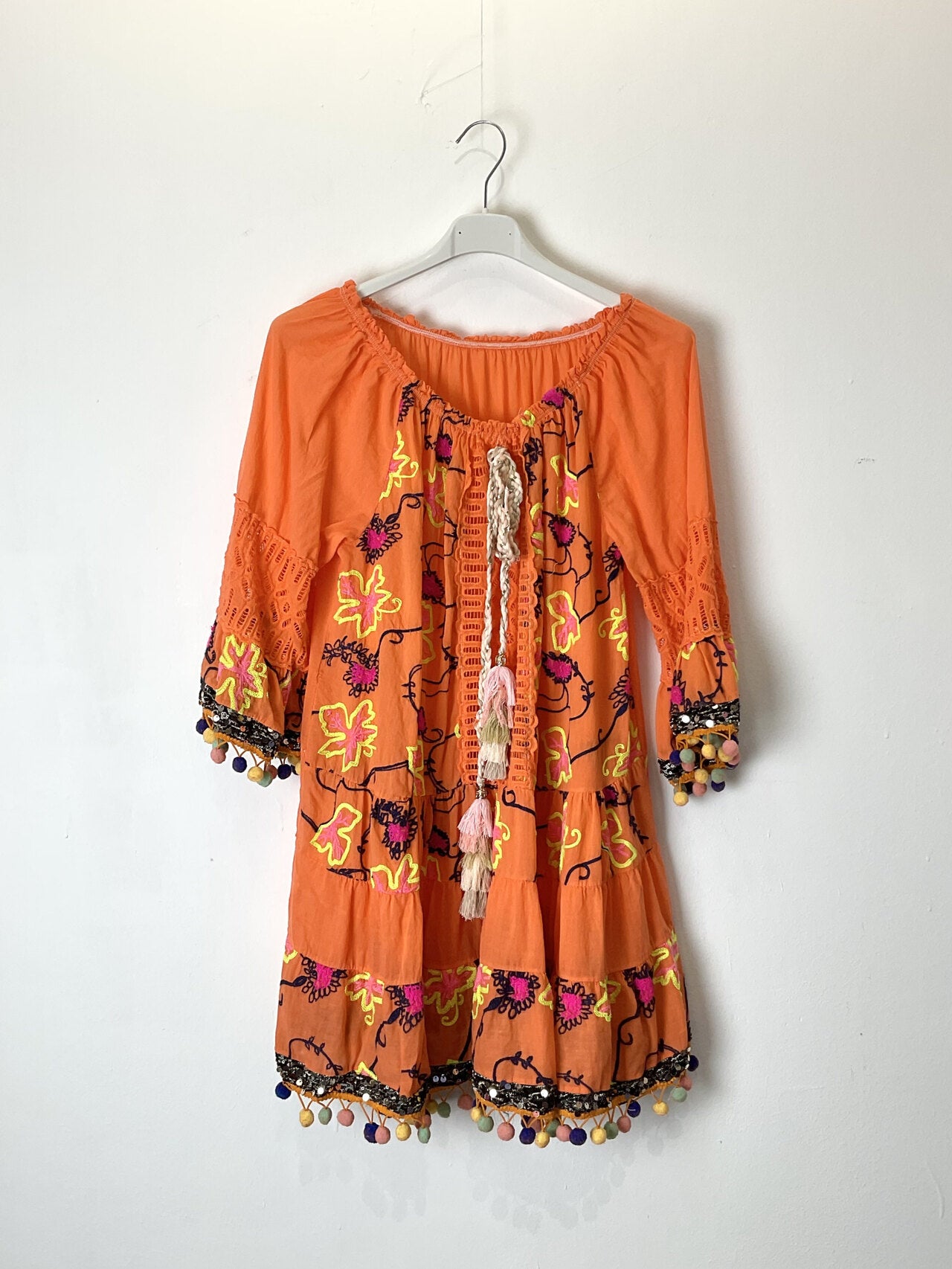 TDOFM Off-Shoulder Floral Mini Dress — Orange