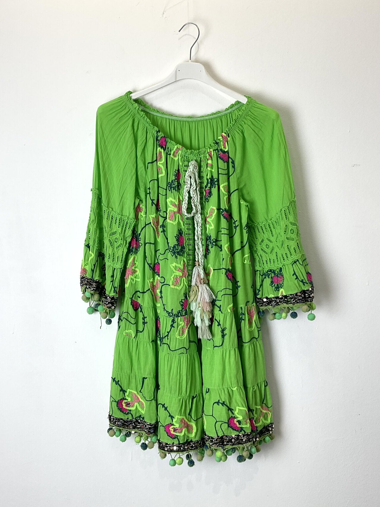 TDOFM Off-Shoulder Floral Mini Dress — Green