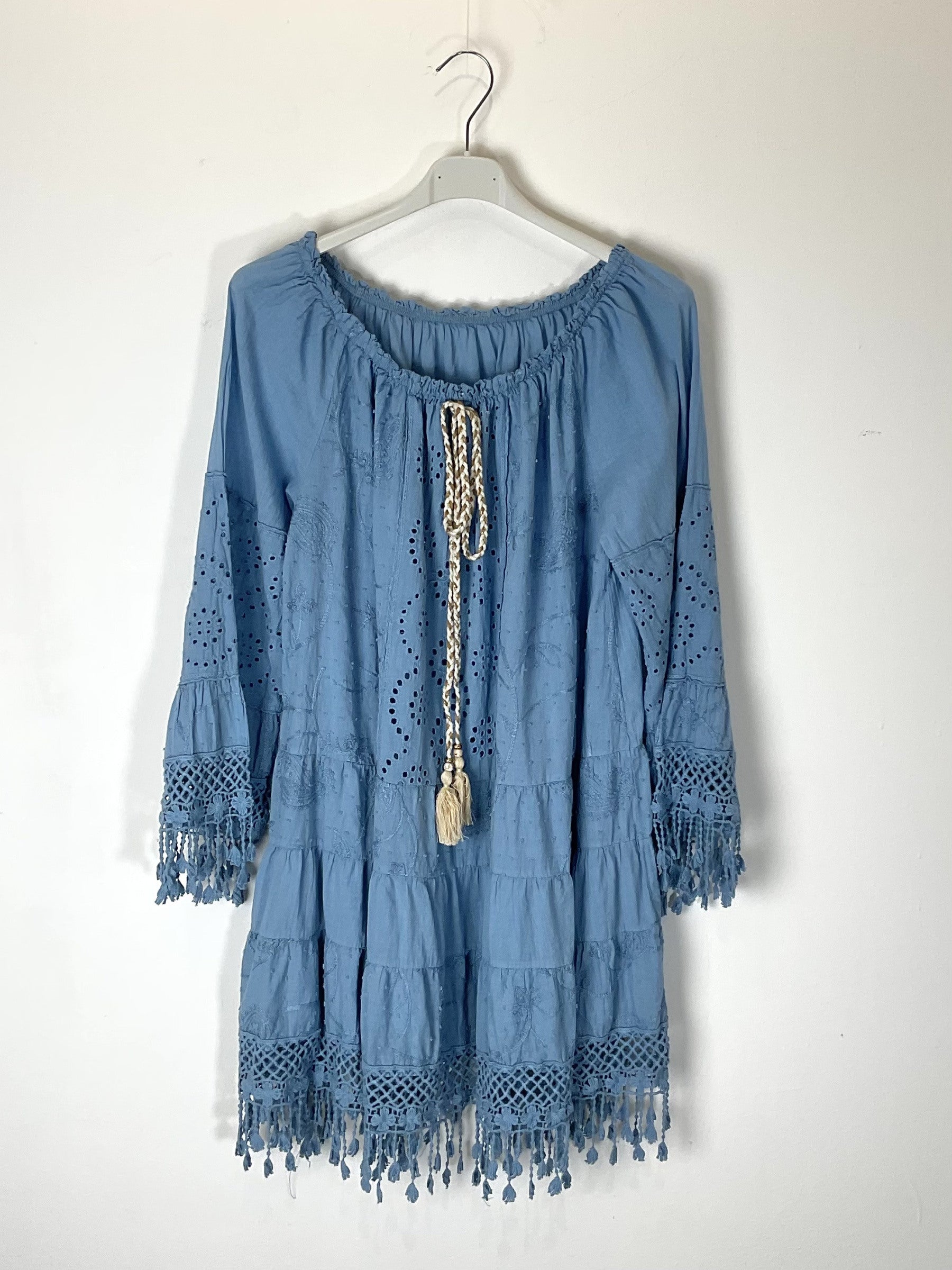 TDBEF Boho Short Dress Eyelet Fringes — Jeans