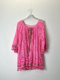 TDBFD Boho Short Dress Lace Tassels — Fuchsia