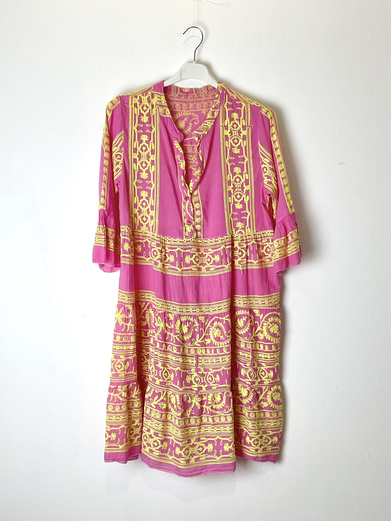 TDBET Boho Embroidered Tassel Dress — Fuchsia