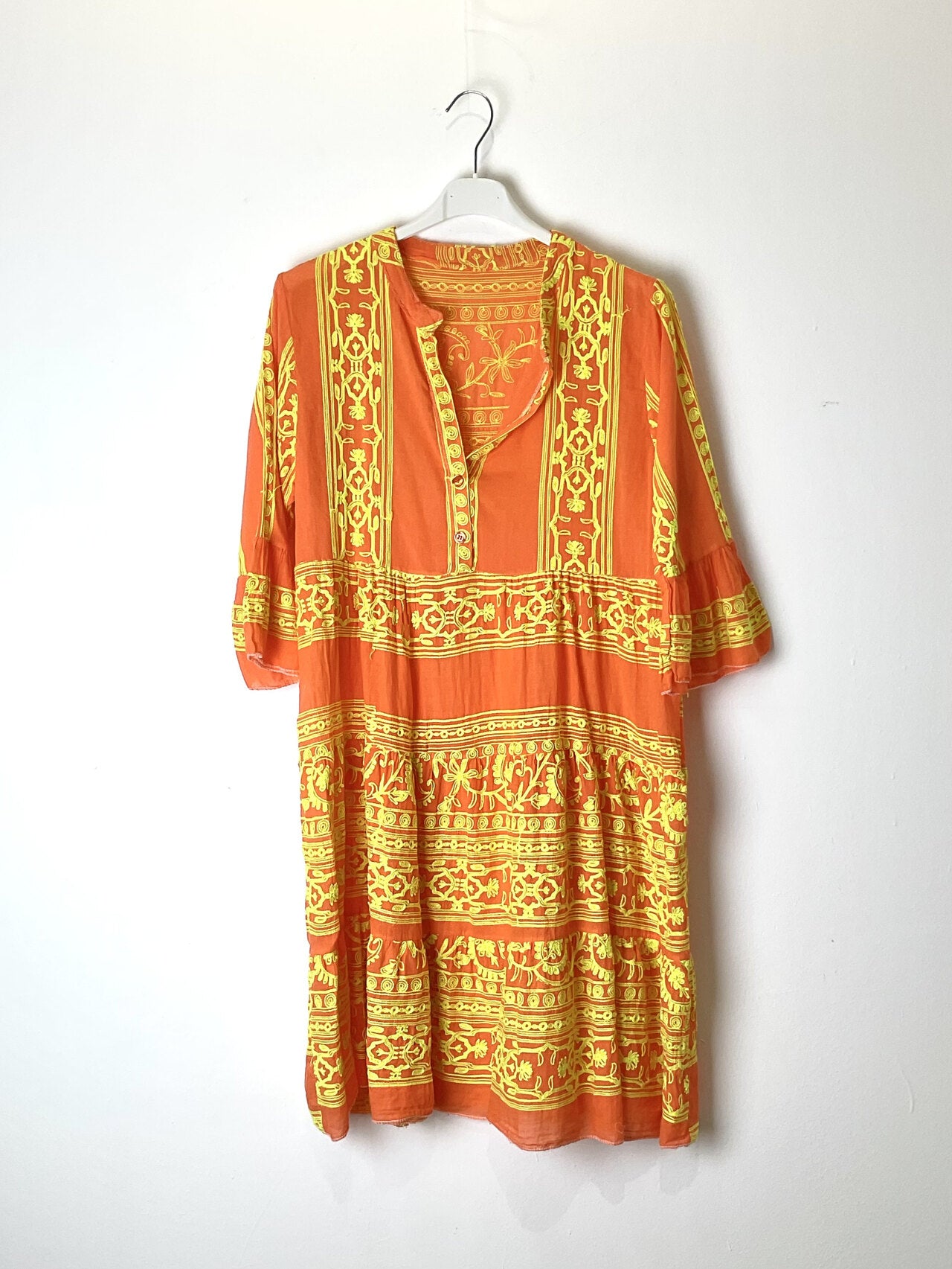 TDBET Boho Embroidered Tassel Dress — Orange