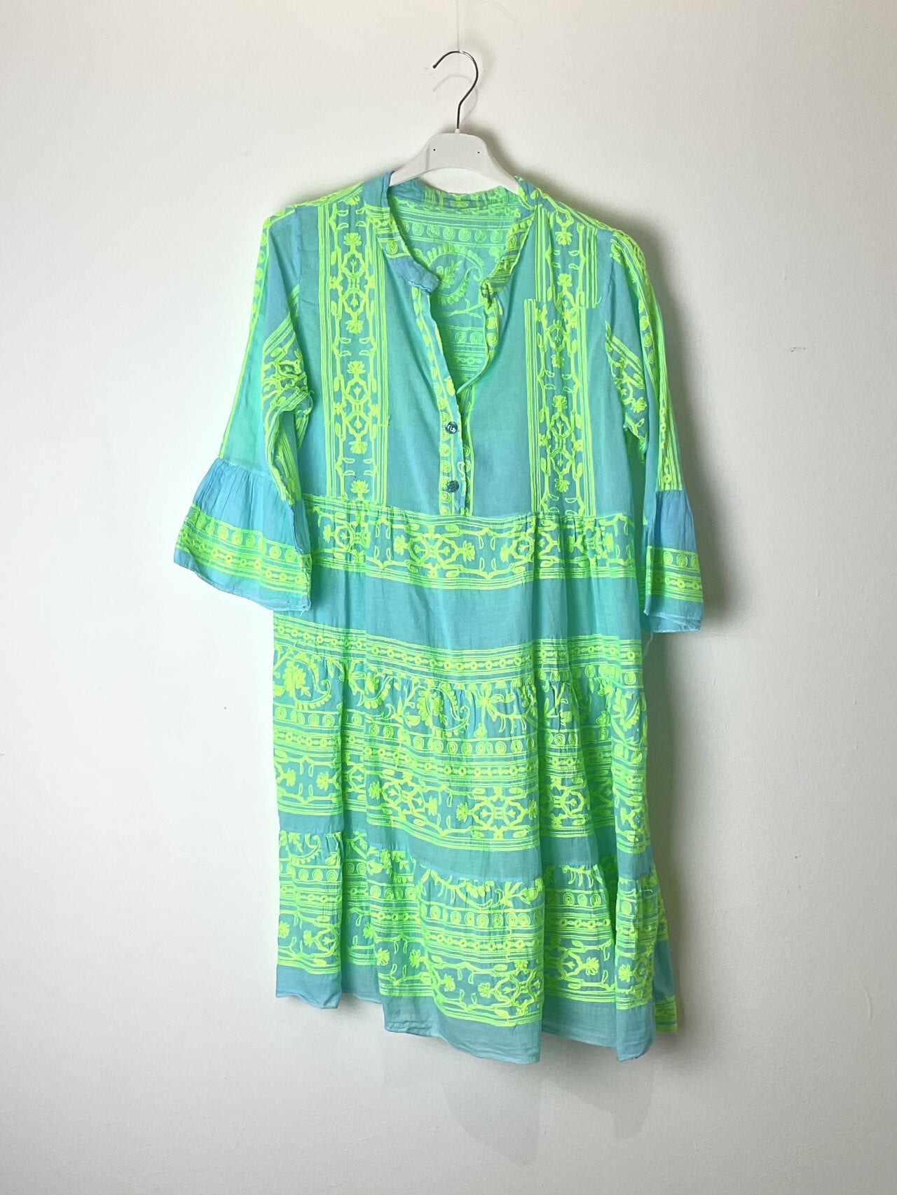 TDBET Boho Embroidered Tassel Dress — Turquoise