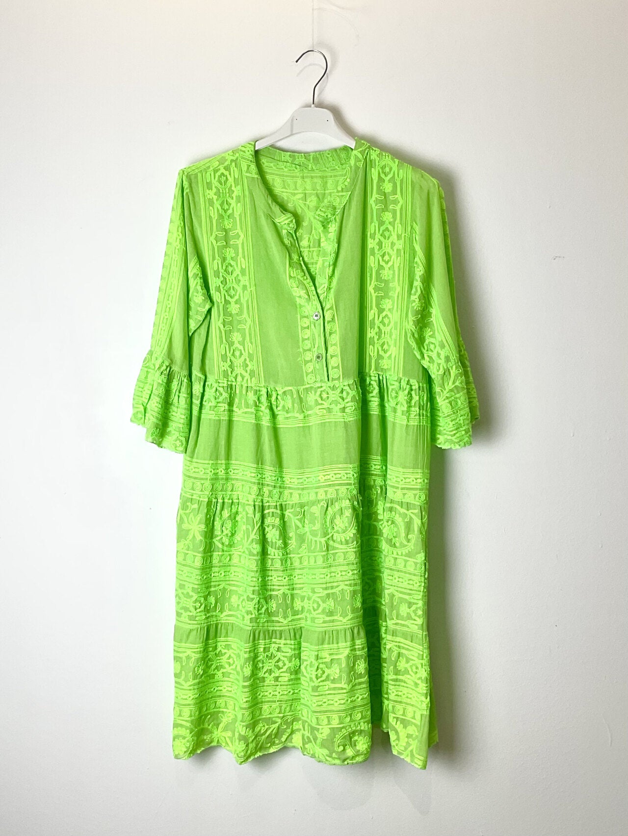 TDBET Boho Embroidered Tassel Dress — Green