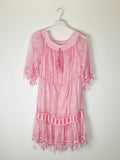 TDEGN Eyelet Gathered-Neck Dress — Blush