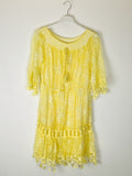 TDEGN Eyelet Gathered-Neck Dress — Yellow