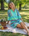 TDBPM Boho Print Mini Dress — Light Blue