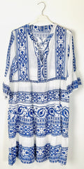 TDBPM Boho Print Mini Dress — Blue