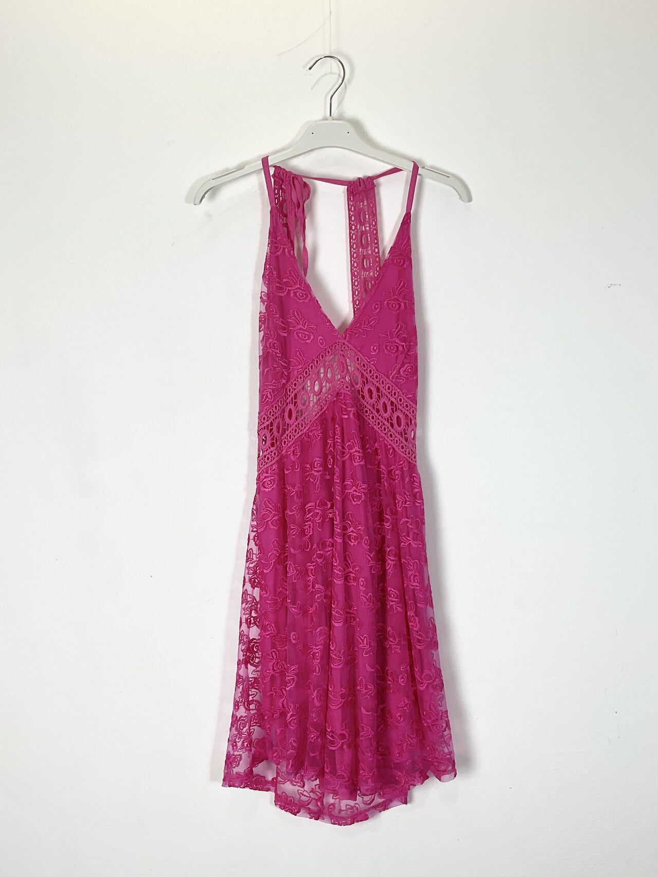 TDSEM Embroidered Strappy Mini Dress — Fuchsia
