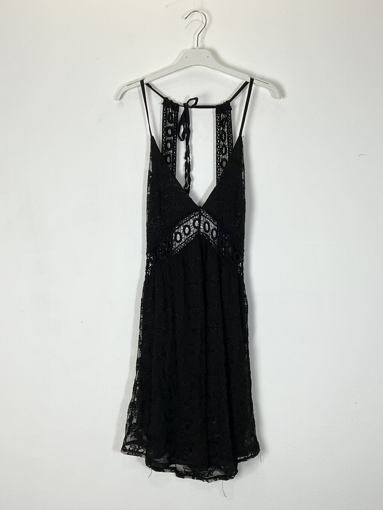 TDSEM Embroidered Strappy Mini Dress — Black