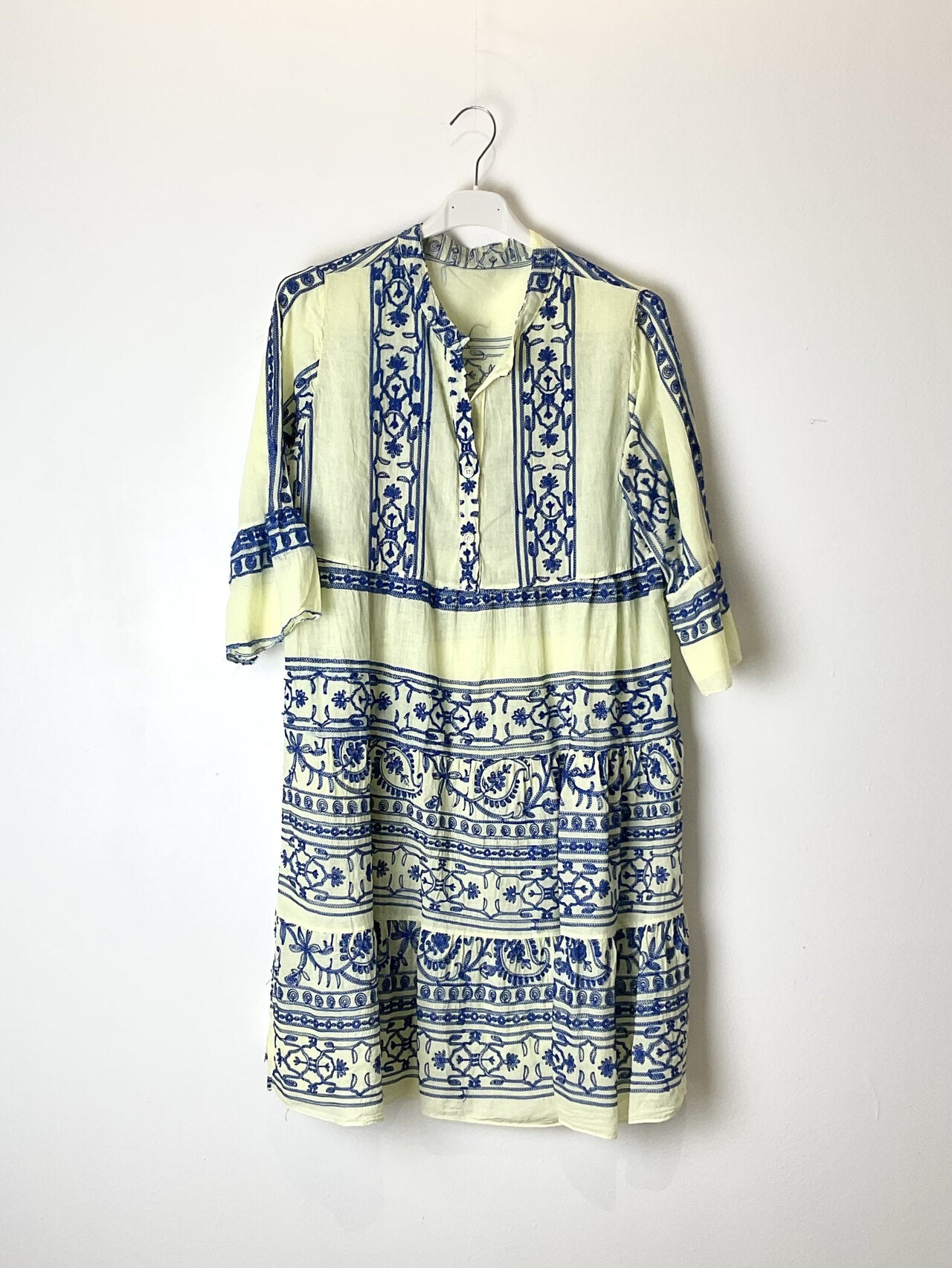 TDBEK Boho Embroidered Kaftan Dress — Yellow