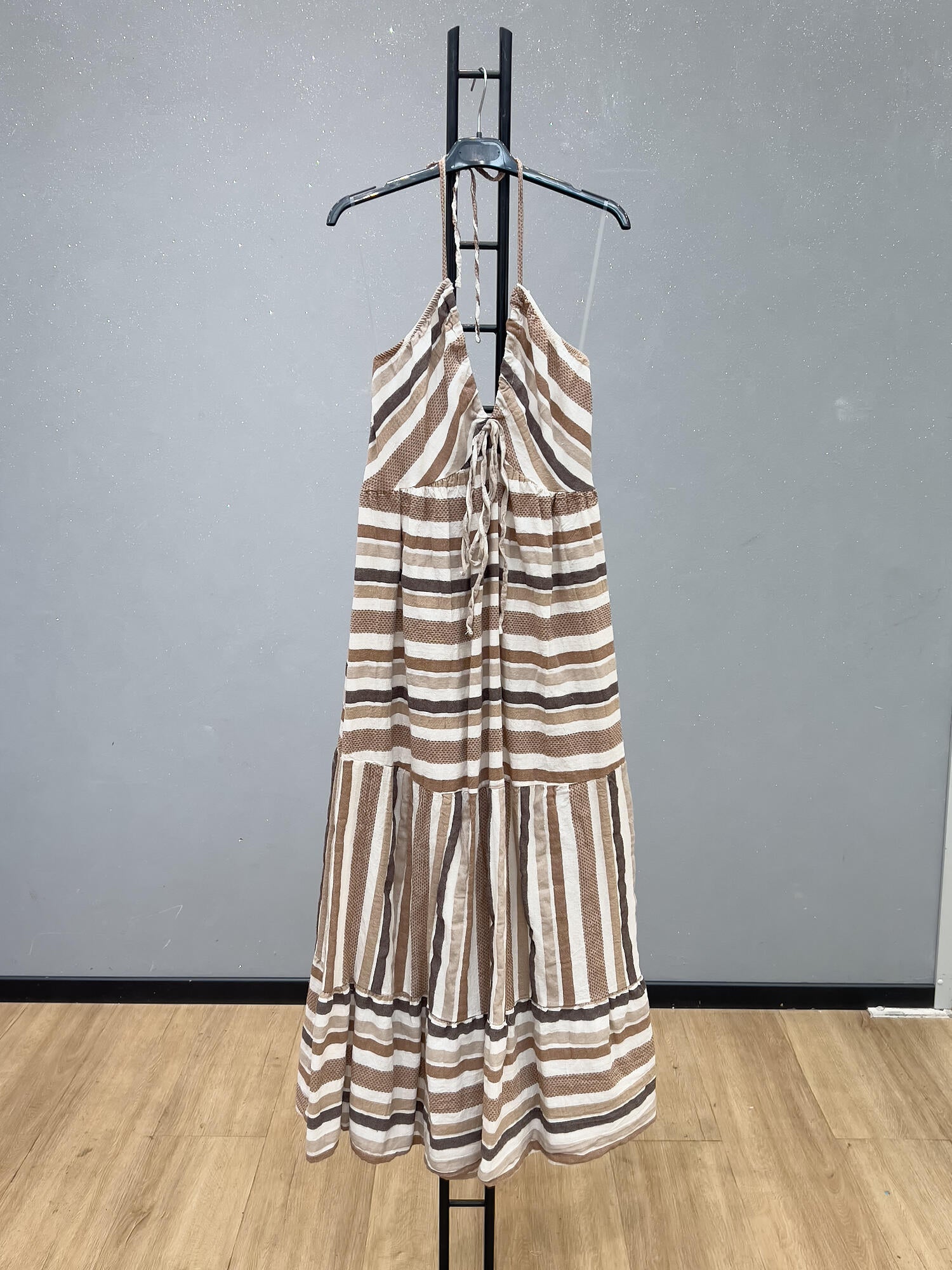 VLBLDBR Cotton Backless Summer Dress Dark Brown