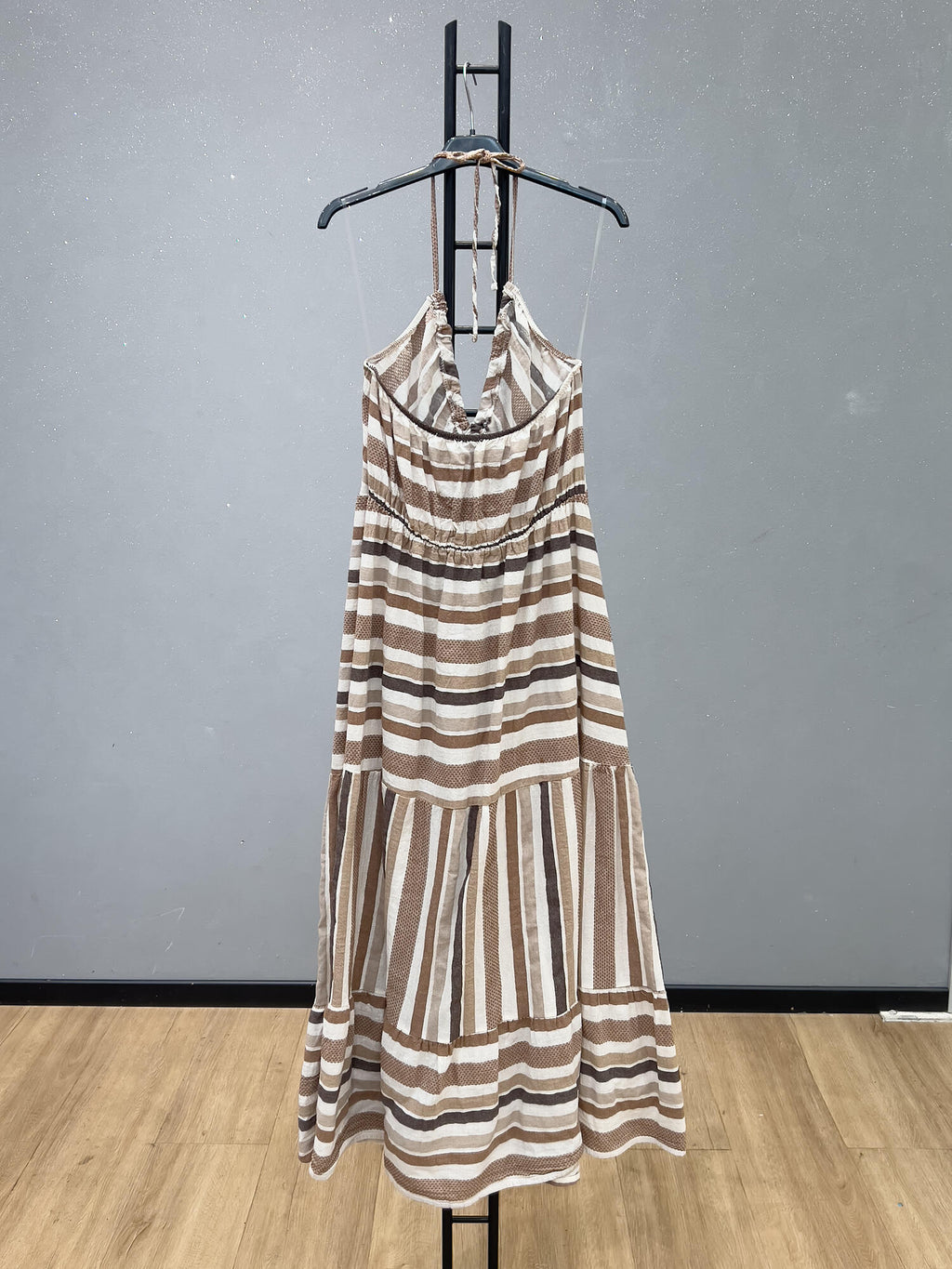 VLBLDBR Cotton Backless Summer Dress Dark Brown