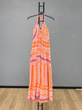 VLBLDNO Cotton Backless Summer Dress Neon Orange
