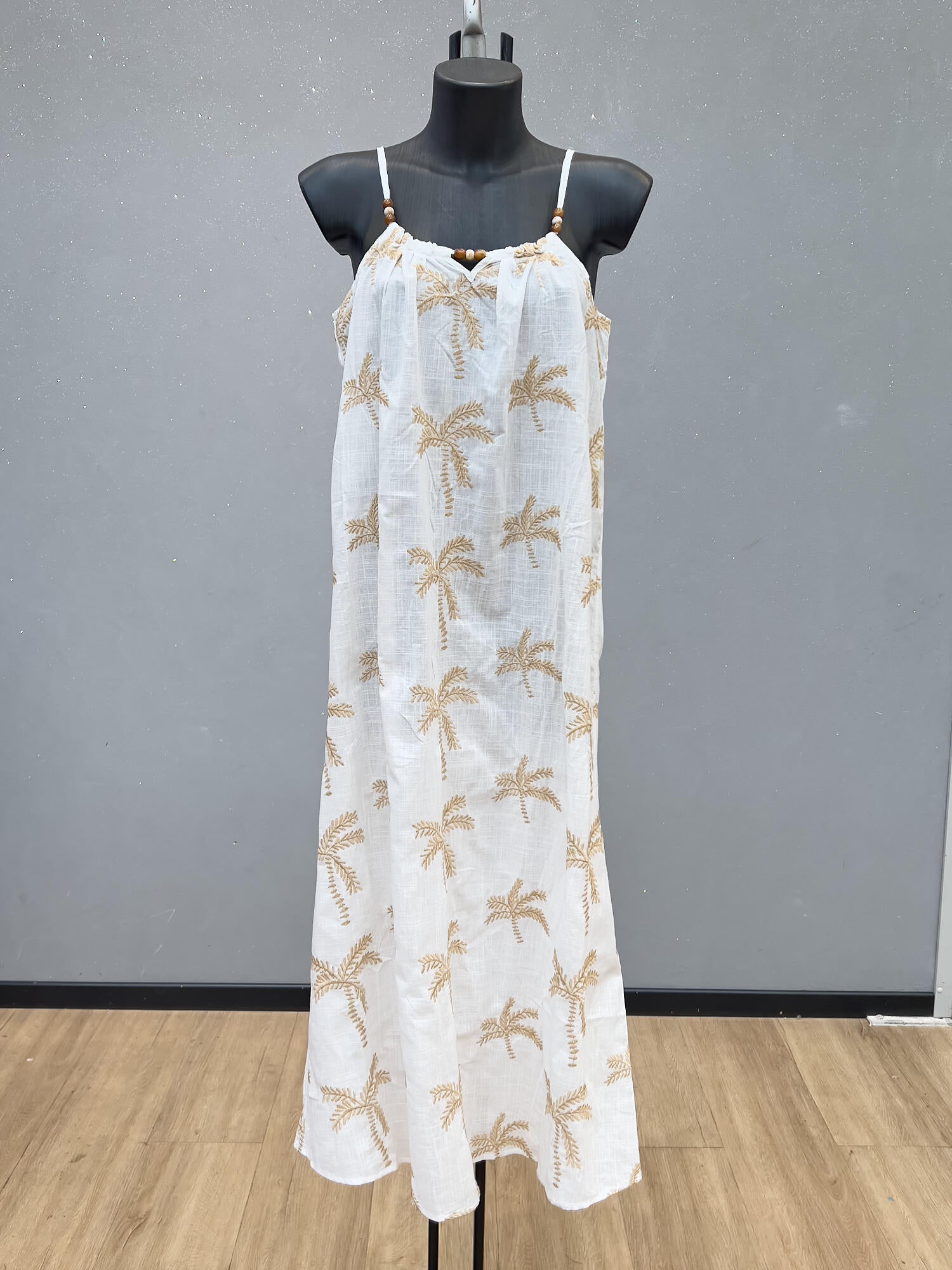VLPPDVA Palm Print Summer Dress Vanilla