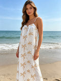 VLPPDVA Palm Print Summer Dress Vanilla