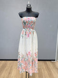 VLEFDBS Cotton Eyelet Floral Strapless Maxi Dress Blush
