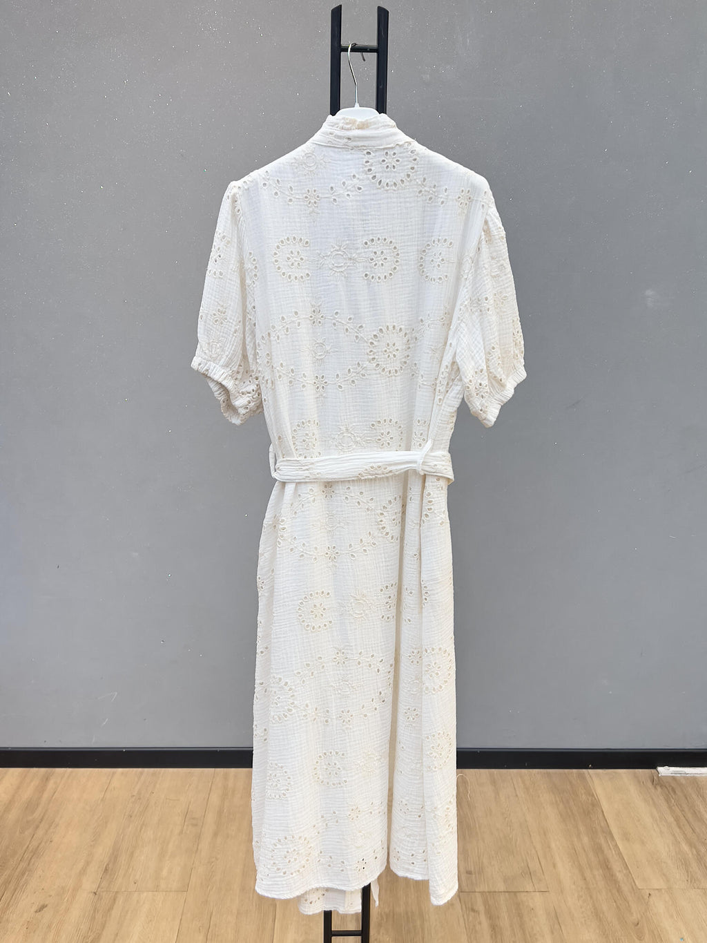 VLDGEWH Eyelet Gauze Dress White