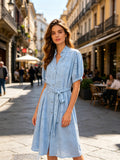VLDGELB Eyelet Gauze Dress Light Blue