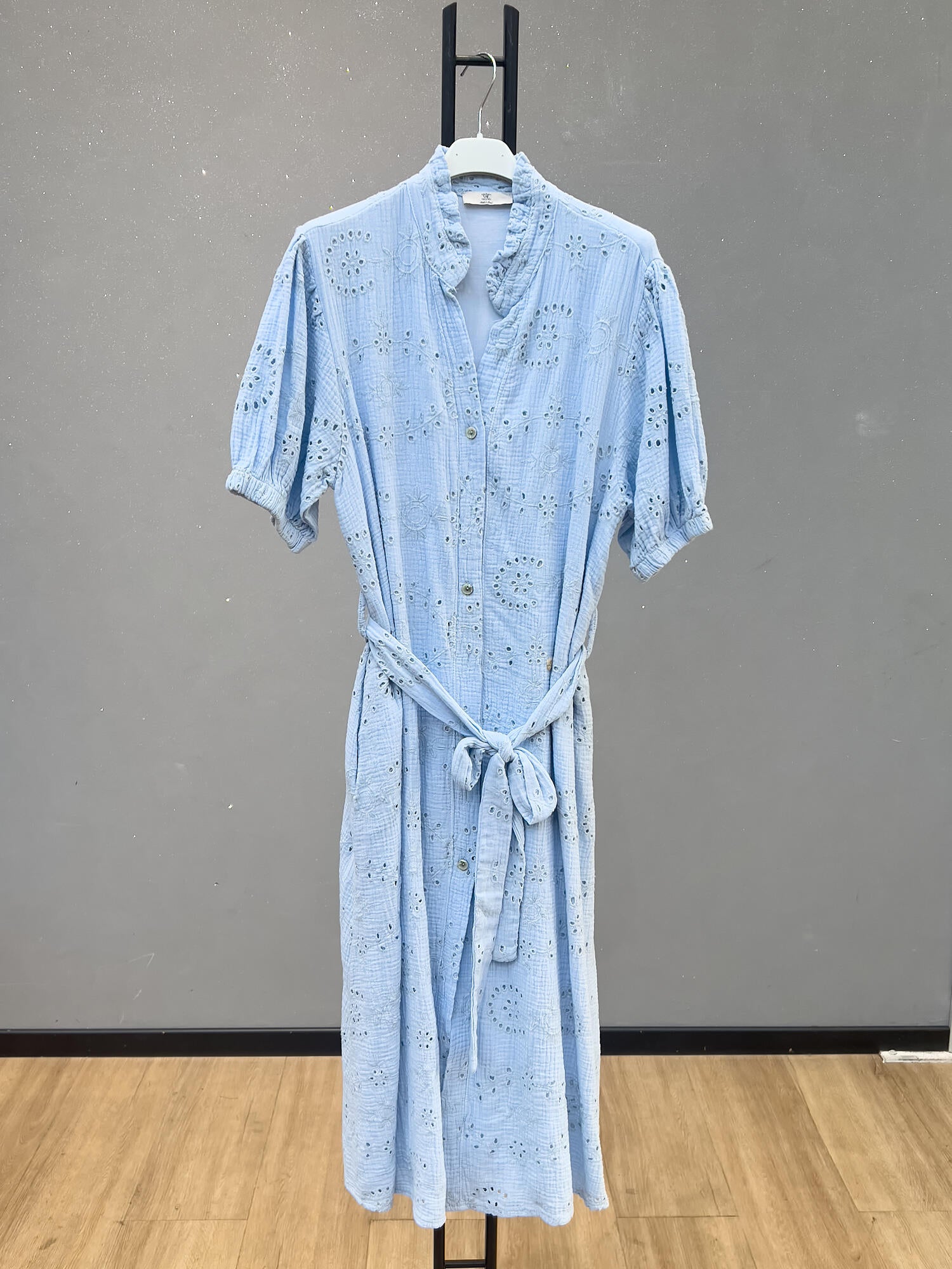 VLDGELB Eyelet Gauze Dress Light Blue
