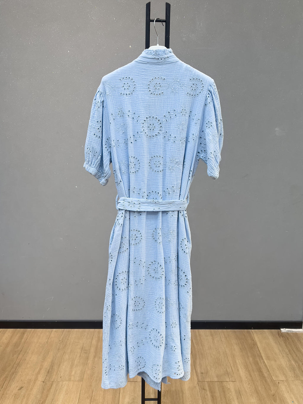 VLDGELB Eyelet Gauze Dress Light Blue
