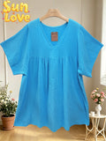 LSGCDCY Gauze Cotton Dress Cyan