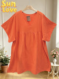 LSGCDOR Gauze Cotton Dress Orange