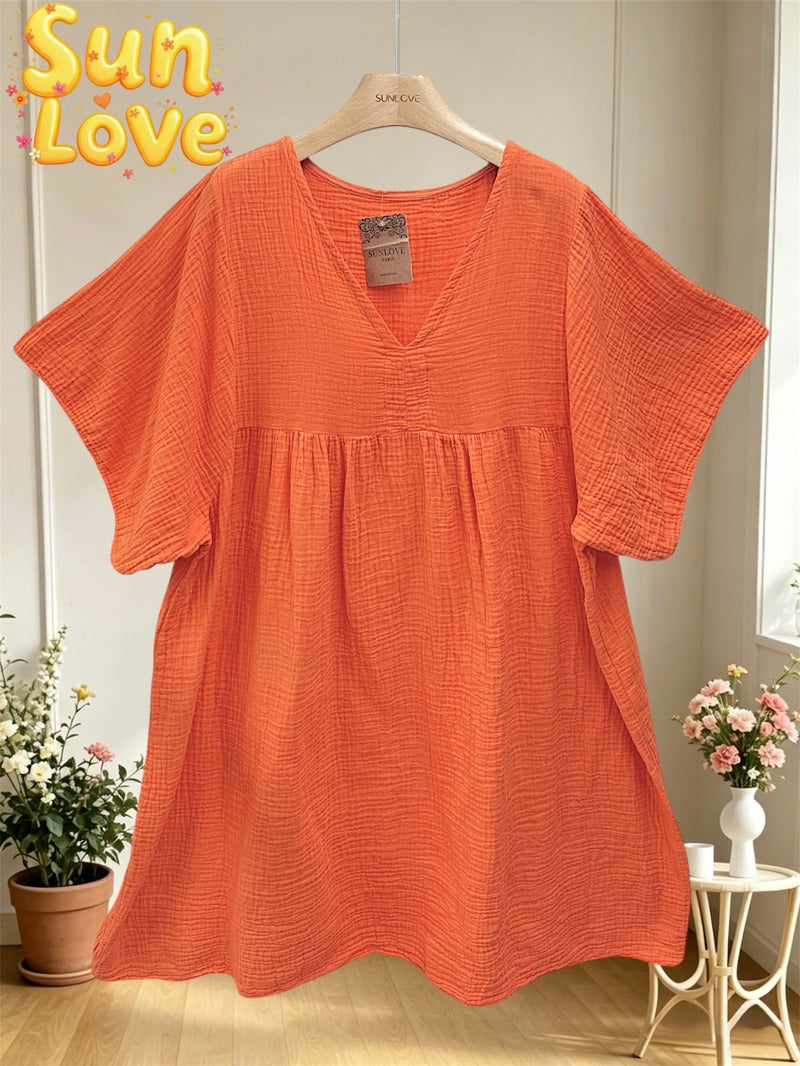 LSGCDOR Gauze Cotton Dress Orange