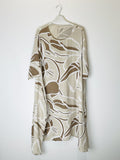 TDLFM Leaf Print Midi Dress — Beige