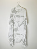 TDLFM Leaf Print Midi Dress — White