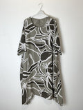 TDLFM Leaf Print Midi Dress — Taupe