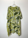 TDLFM Leaf Print Midi Dress — Lime Green