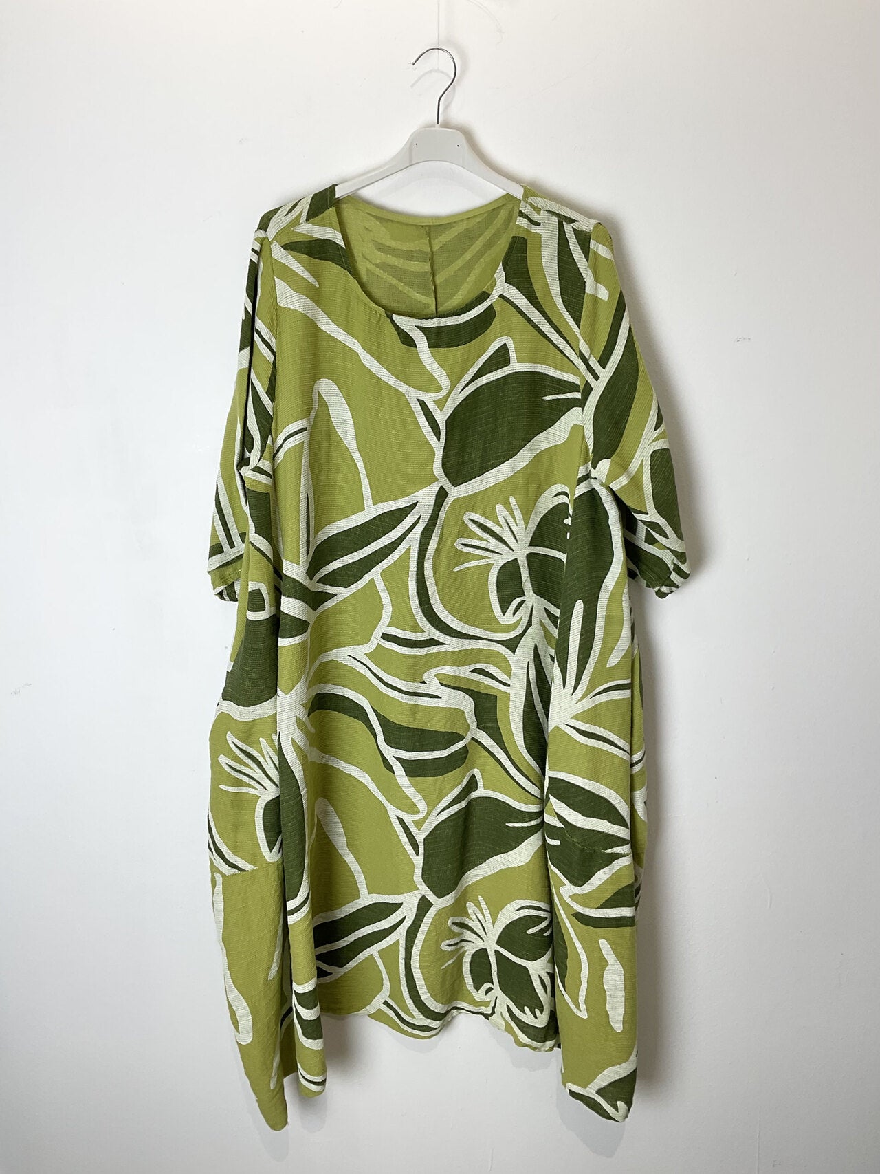 TDLFM Leaf Print Midi Dress — Lime Green