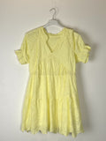 TDEVN Eyelet V-Neck Short Dress — Yellow