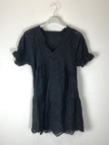 TDEVN Eyelet V-Neck Short Dress — Black