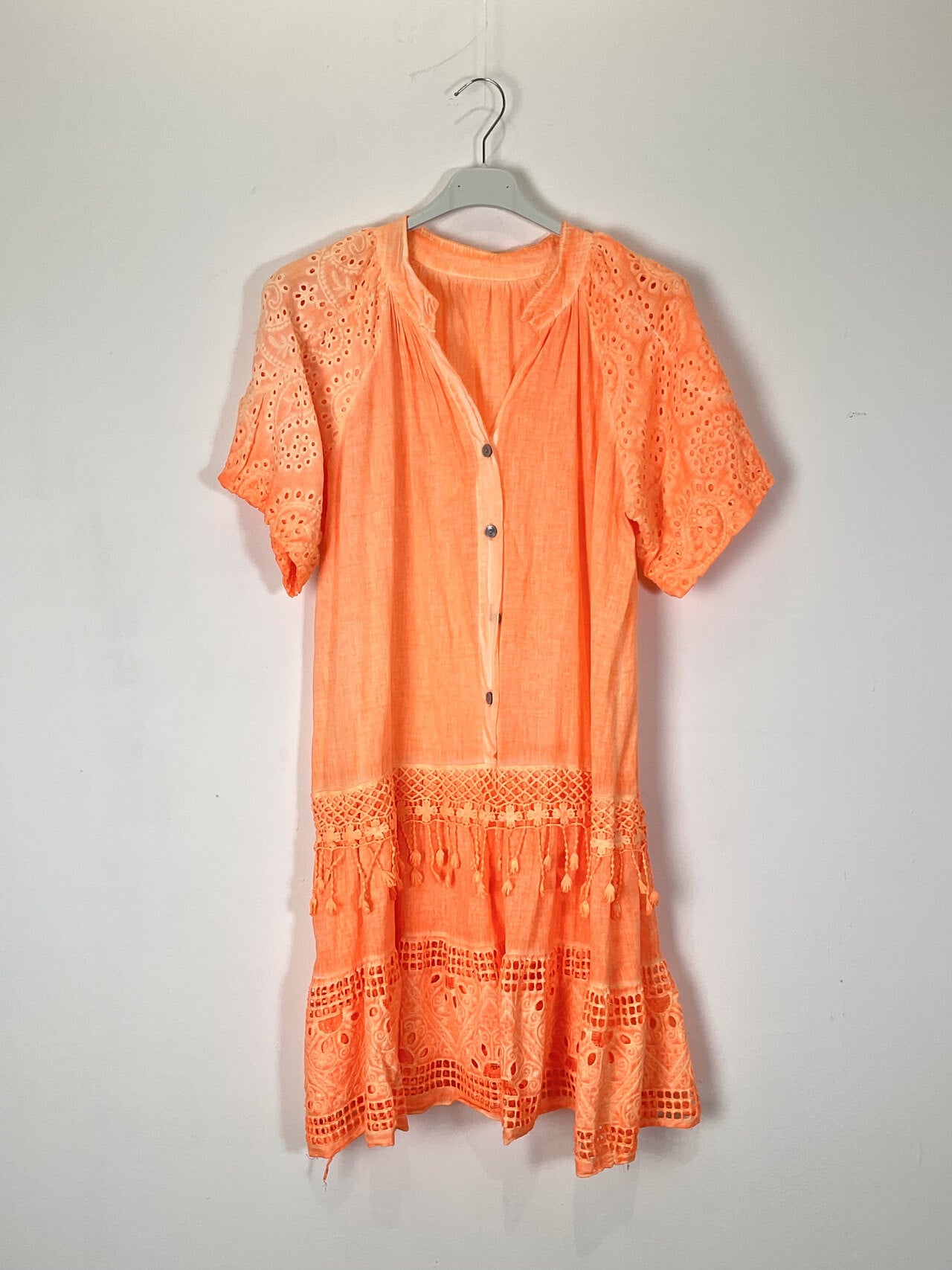 TDBER Boho Eyelet Ruffle Dress — Orange