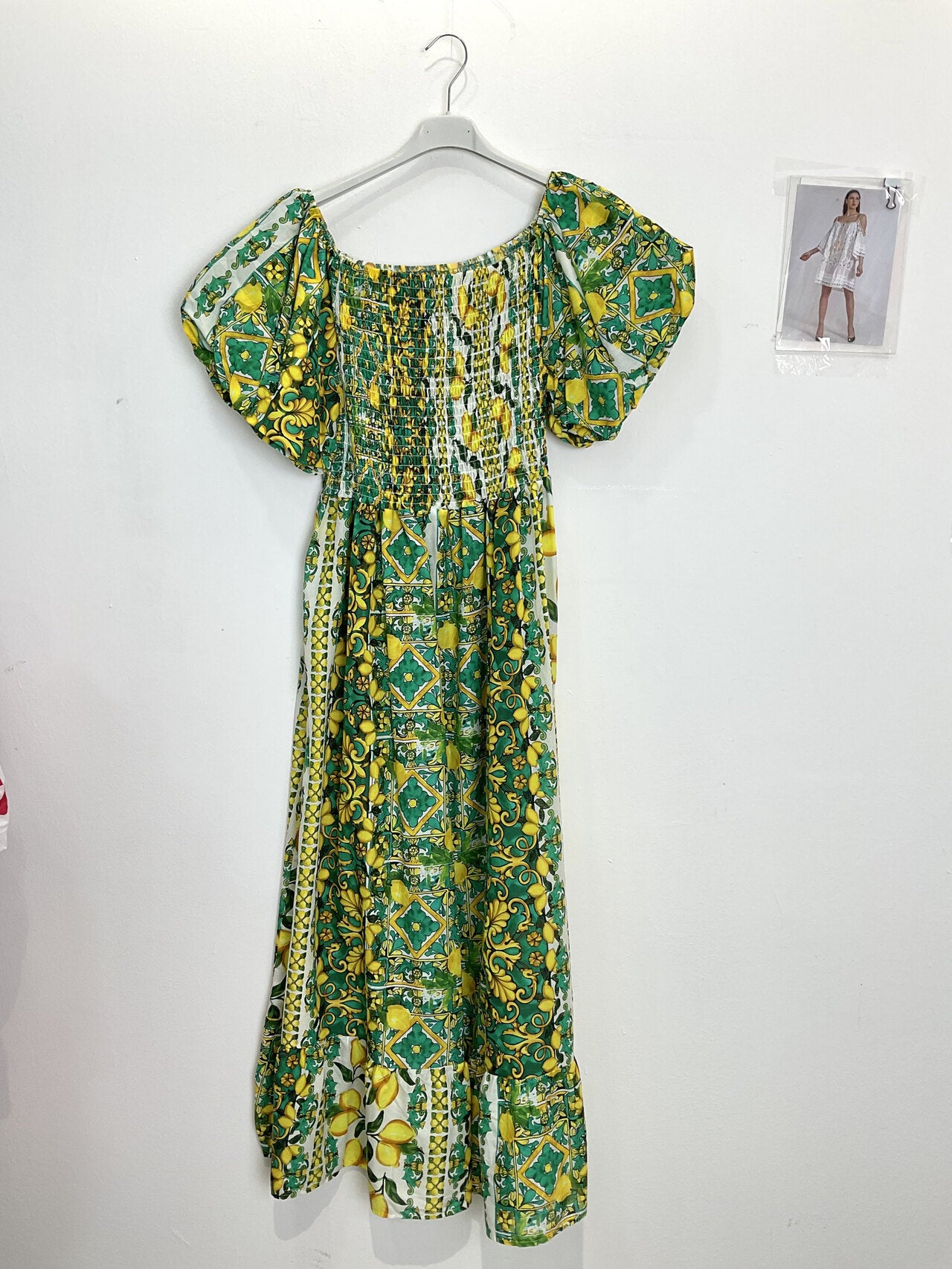 TDFPM Floral Puff Sleeve Maxi Dress — Green