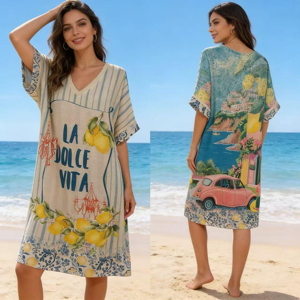 VIDV La Dolce Vita Lemon Print Dress