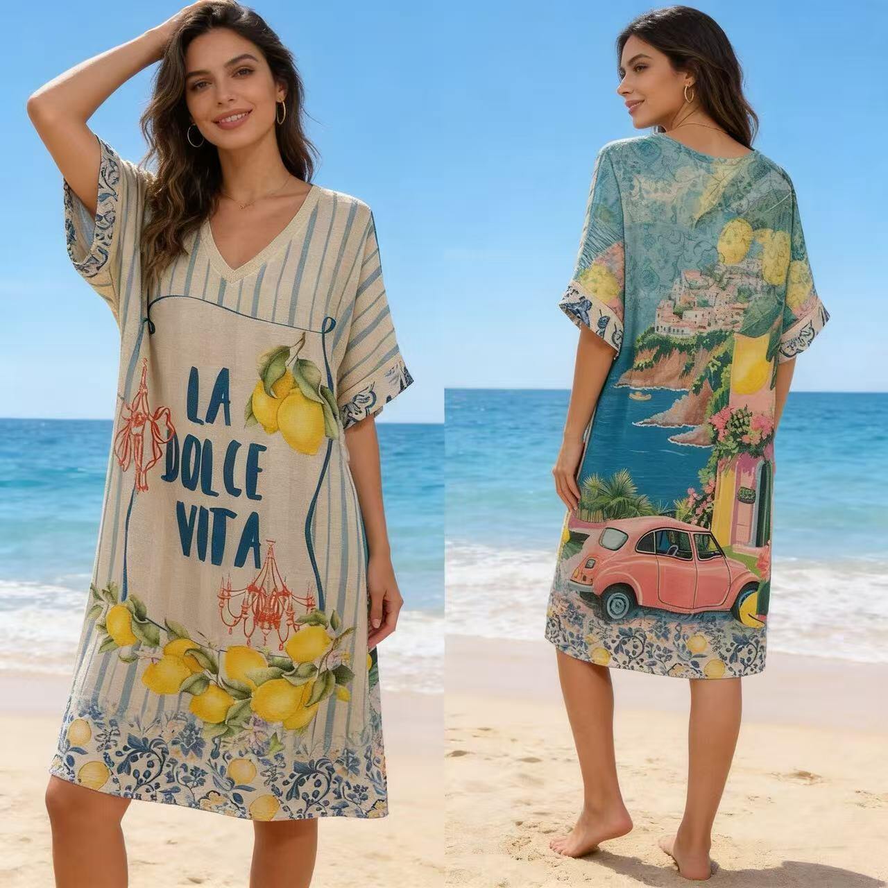 VIDV La Dolce Vita Lemon Print Dress